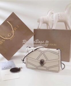 Replica BVLGARI 'Serpenti Forever' Flap cover bag 284446 white