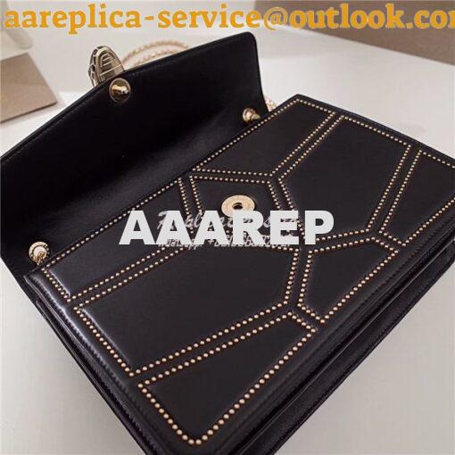 Replica BVLGARI 'Serpenti Forever' Flap cover bag 284173 black with go 9