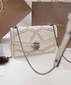 Replica BVLGARI 'Serpenti Forever' Flap cover bag 284446 white 2