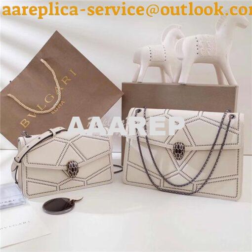 Replica BVLGARI 'Serpenti Forever' Flap cover bag 284446 white 3