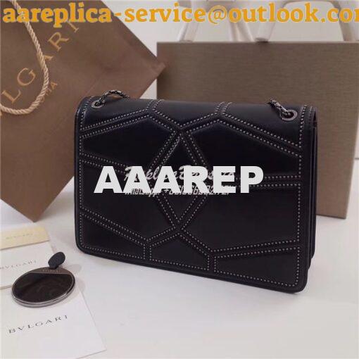 Replica BVLGARI 'Serpenti Forever' Flap cover bag 284173 black with si 6