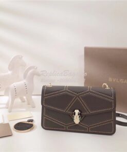 Replica BVLGARI 'Serpenti Forever' Flap cover bag 284446 grey