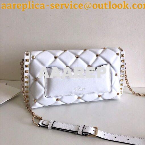 Replica Valentino Garavani Candystud Leather Clutch with VLTN White 3