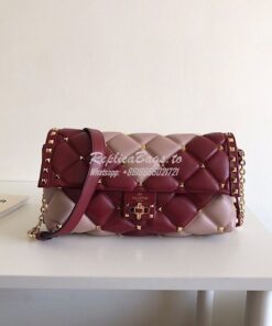 Replica Valentino Garavani Candystud Leather Clutch Wine