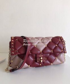 Replica Valentino Garavani Candystud Leather Clutch Wine 2