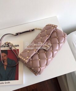 Replica Valentino Garavani Candystud Leather Clutch Dusty Pink 2