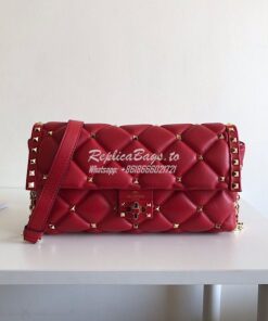 Replica Valentino Garavani Candystud Leather Clutch Red