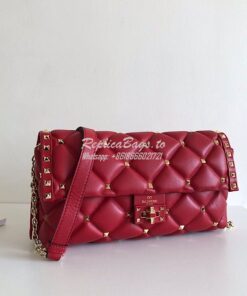 Replica Valentino Garavani Candystud Leather Clutch Red 2