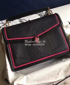 Replica Bvlgari Serpenti Forever Flap Cover Bag Framed Quilted Black 2