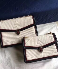 Replica Bvlgari Serpenti Forever Flap Cover Bag Framed Quilted White