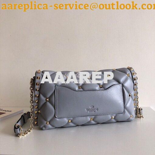 Replica Valentino Garavani Candystud Leather Clutch Grey 5