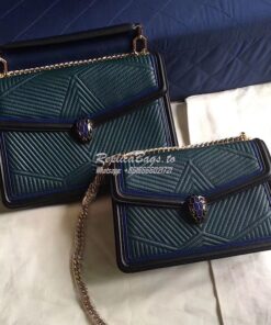 Replica Bvlgari Serpenti Forever Flap Cover Bag Framed Quilted Forest