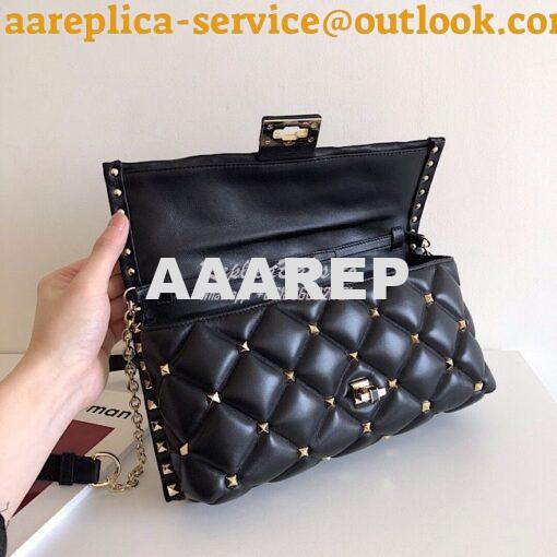 Replica Valentino Garavani Candystud Leather Clutch Black 6