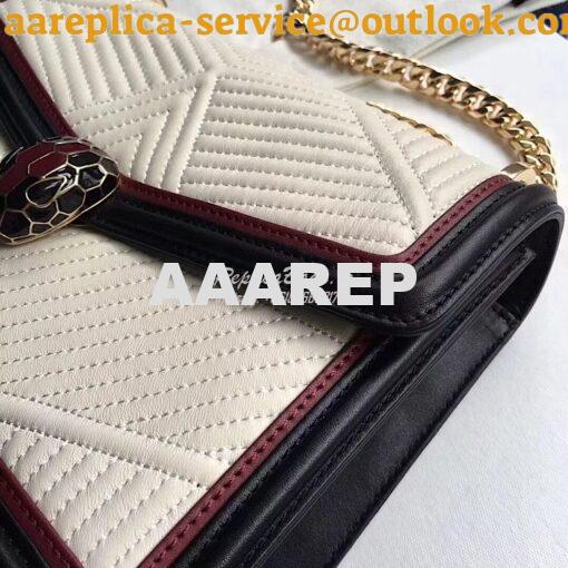 Replica Bvlgari Serpenti Forever Flap Cover Bag Framed Quilted White 13