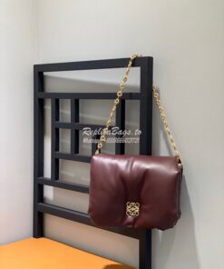 Replica Loewe Puffer Goya bag in shiny nappa lambskin AP40P41 Burgundy 2