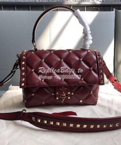 Replica Valentino Candystud Top Handle Bag Wine