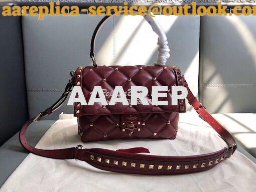 Replica Valentino Candystud Top Handle Bag Wine