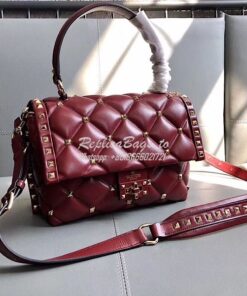 Replica Valentino Candystud Top Handle Bag Wine 2