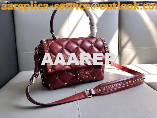 Replica Valentino Candystud Top Handle Bag Wine 2