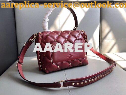 Replica Valentino Candystud Top Handle Bag Wine 5