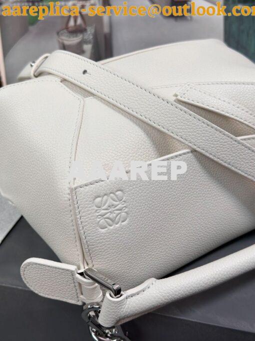 Replica Loewe Small Puzzle Bag In Soft Grained Calfskin A510P60 White 5