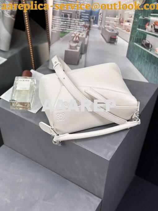 Replica Loewe Small Puzzle Bag In Soft Grained Calfskin A510P60 White 6