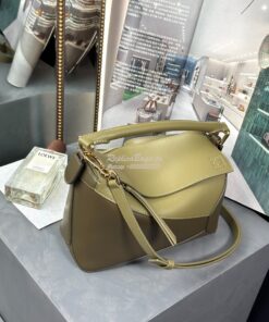 Replica Loewe Small Puzzle Bag In Classic Calfskin A510P60 Olive Green 2