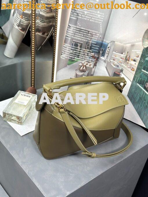 Replica Loewe Small Puzzle Bag In Classic Calfskin A510P60 Olive Green 2