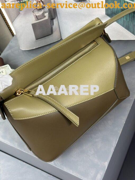 Replica Loewe Small Puzzle Bag In Classic Calfskin A510P60 Olive Green 3