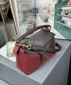 Replica Loewe Small Puzzle Bag In Classic Calfskin A510P60 Chocolate/B 2