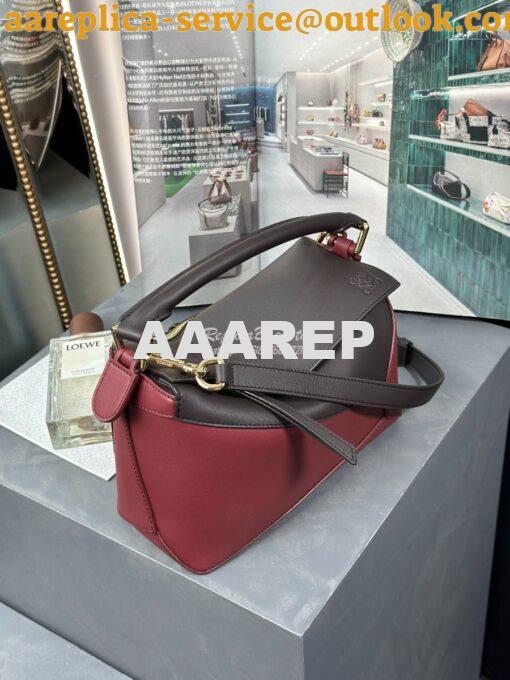 Replica Loewe Small Puzzle Bag In Classic Calfskin A510P60 Chocolate/B 2