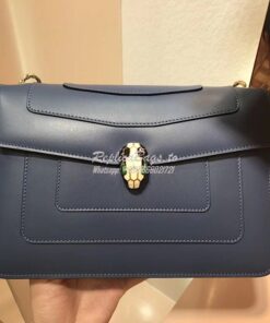 Replica Bvlgari Serpenti Forever Flap Cover Bag 284954 Indigo Tapaz 2