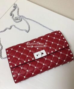 Replica Valentino Garavani Free Rockstud Spike Chain Bag Red 2