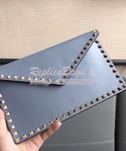 Replica Valentino Garavani Rockstud Leather Pouch Sky