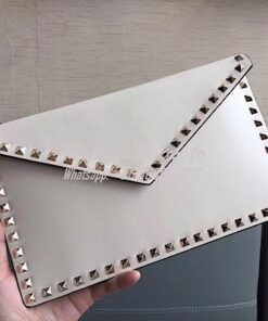 Replica Valentino Garavani Rockstud Leather Pouch White 2