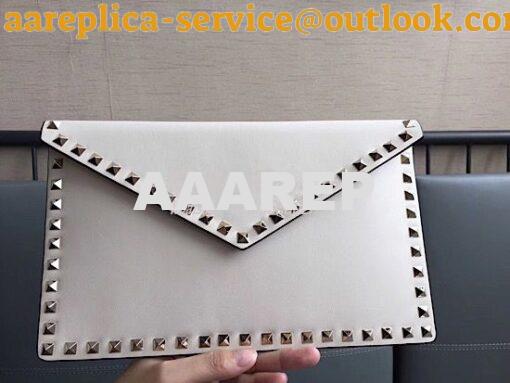 Replica Valentino Garavani Rockstud Leather Pouch White 6