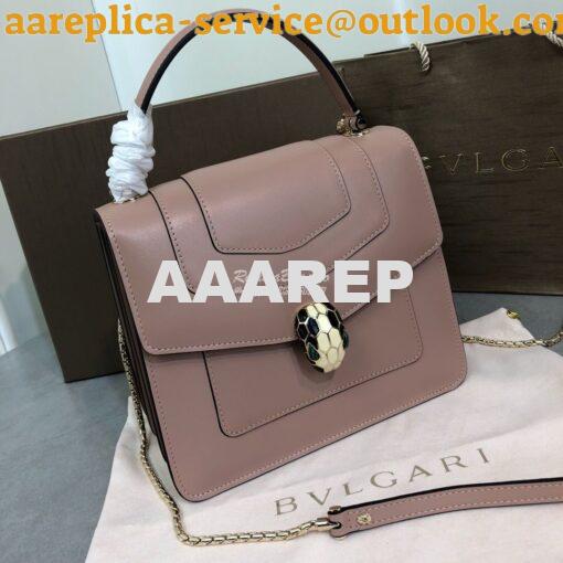 Replica Bvlgari Serpenti Forever Flap Cover Bag with Handle 284537 Ros 3