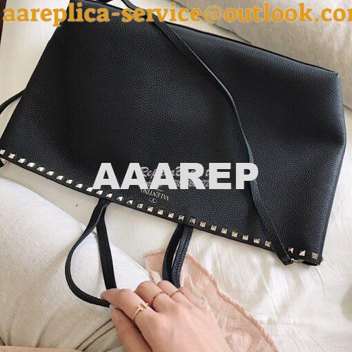 Replica Valentino Garavani Large Rockstud Tote Black 4