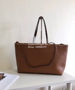 Replica Valentino Garavani Large Rockstud Tote Brown 2