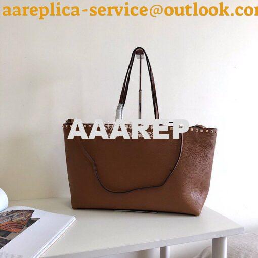 Replica Valentino Garavani Large Rockstud Tote Brown 2