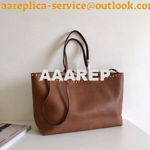 Replica Valentino Garavani Large Rockstud Tote Brown 3