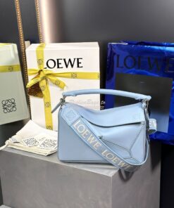 Replica Loewe Small Puzzle bag in Satin Calfskin A510S21XA9 Dusty Blue