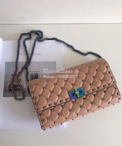 Replica Valentino Garavani Rockstud Spike Iridescent Chain Bag Beige