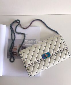 Replica Valentino Garavani Rockstud Spike Iridescent Chain Bag White