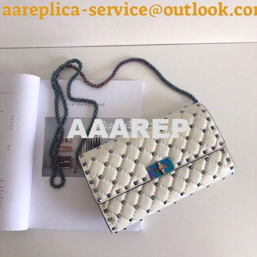 Replica Valentino Garavani Rockstud Spike Iridescent Chain Bag White