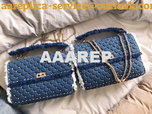 Replica Valentino Garavani Maxi Denim Rockstud Spike Bag 10