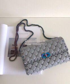 Replica Valentino Garavani Rockstud Spike Iridescent Chain Bag Grey