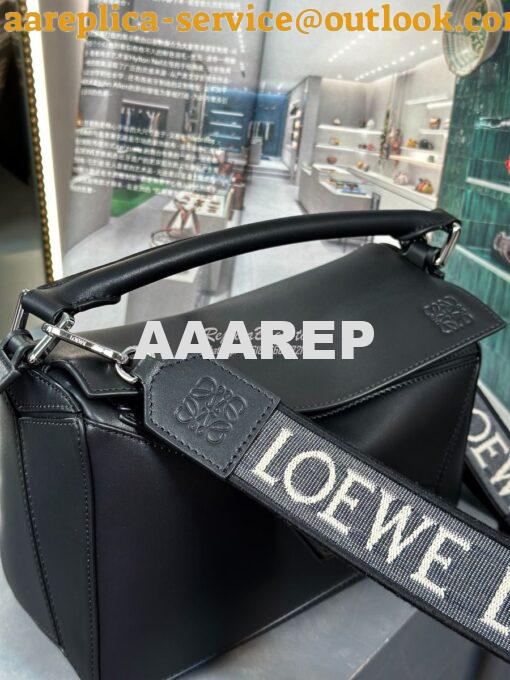 Replica Loewe Small Puzzle bag in Satin Calfskin A510S21XA9 Black 5