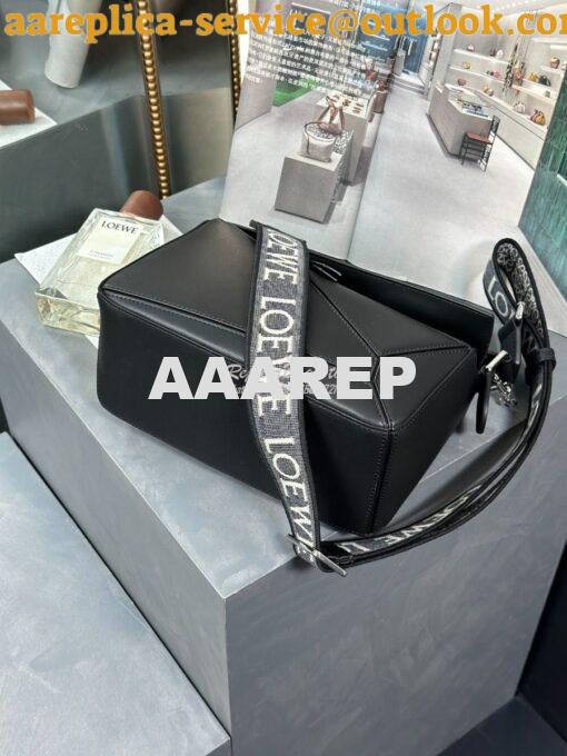 Replica Loewe Small Puzzle bag in Satin Calfskin A510S21XA9 Black 8