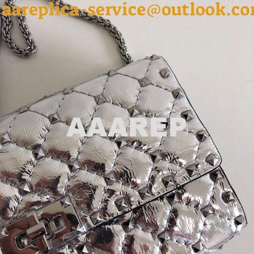 Replica Valentino Garavani Rockstud Spike Silver Chain Bag Metallic Si 3